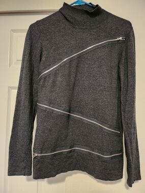Tracy M Charcoal Gray Knit Crewneck